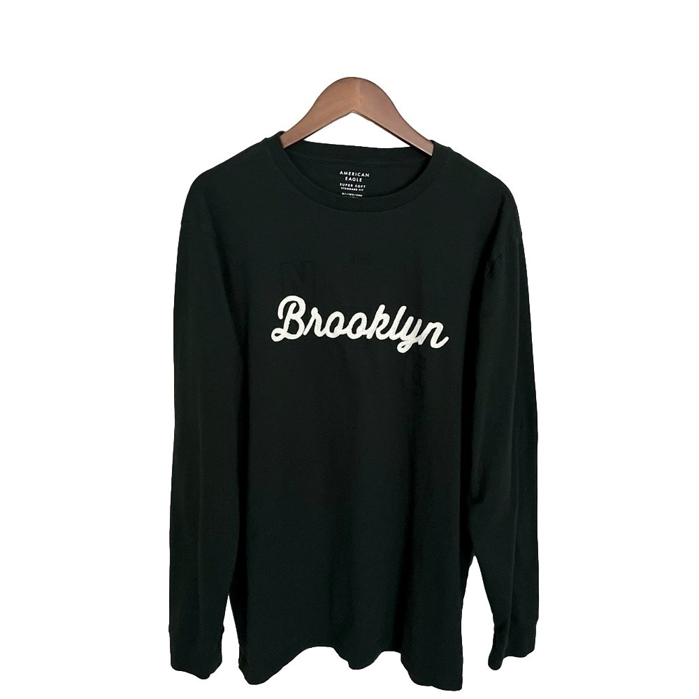 AE MEN'S FOREST GREEN LONG SLEEVE CITY GRAPHIC SUPERSOFT T-SHIRT - SZ XLT - Picture 3 of 8
